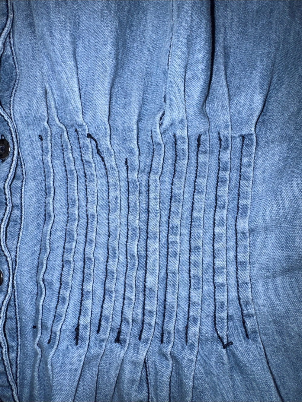 Anthropologie Pilcro Short Sleeve Pleated Denim Corset Blouse size XL. - Picture 11 of 12
